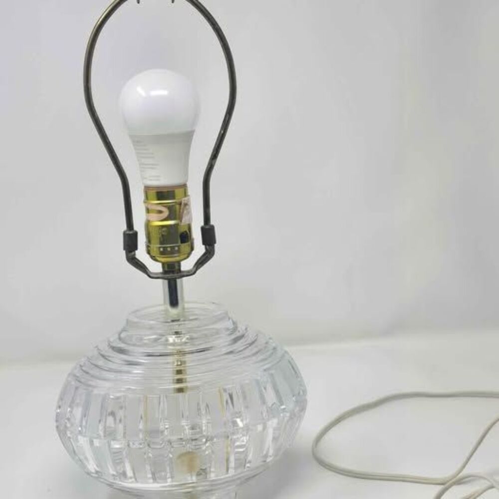 Vintage Made In Germany Crystal Table Lamp, Oval Balloon Design Leviton